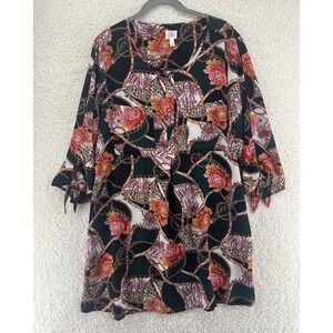 Women's Tunic Size XL Equestrian Chain Link Floral Lightweight Chic Mature